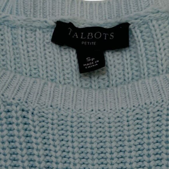 Talbots Sweater Ombré Petite Blue Scoop Neck Long Sleeve Colorblock Knit Top SP - Picture 10 of 12